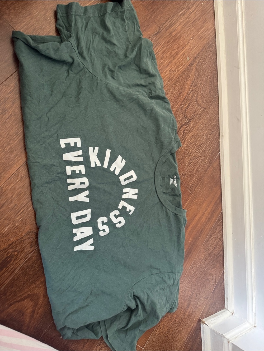 Old Navy Forest Green Short Sleeve Tee with White 'Kindness Every Day' Print